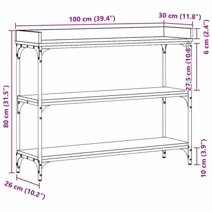 Конзолна маса с рафт Старо дърво 100 x 30 x 80 см