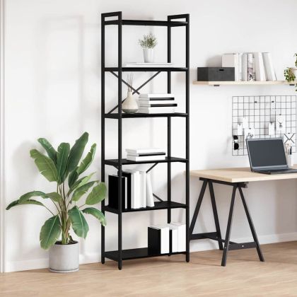 Рафт за книги 60 x 30 x 189,5 см Инженерна дървесина Черния дъб