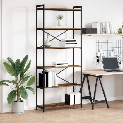 Рафт за книги 80 x 30 x 189,5 см Инженерна дървесина