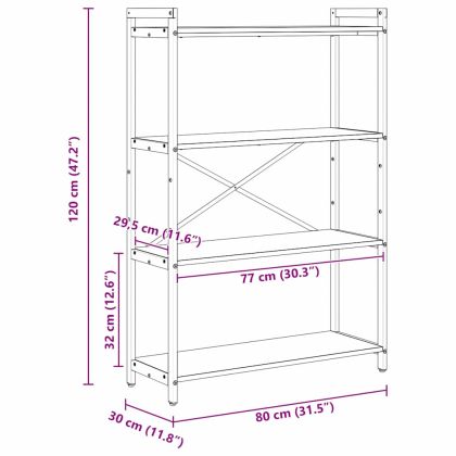 Рафт за книги Дъб 80 x 30 x 120 см Инженерно дърво