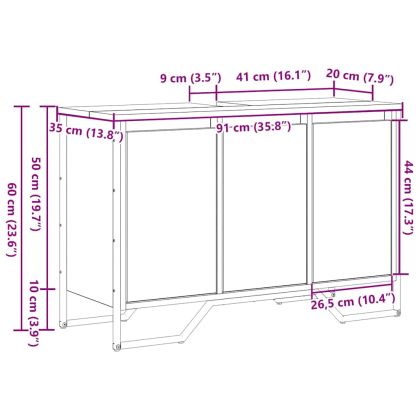 Шкаф за мивка Друг Черния дъб 91 x 35 x 60 см Инженерно дърво