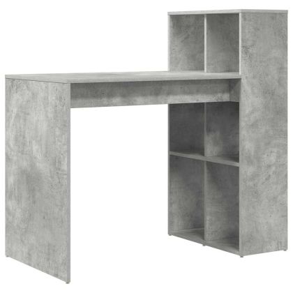 Бюро с рафт Циментено сиво 108 x 55 x 103.5 см Инженерно дърво