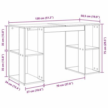 Бюро Дъб Инженерна дървесина 130 x 50.5 x 75 см
