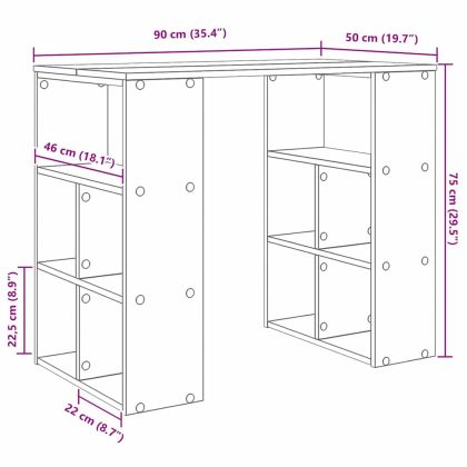 Бюро с рафт Сонома дъб 90 x 50 x 75 см Инженерно дърво