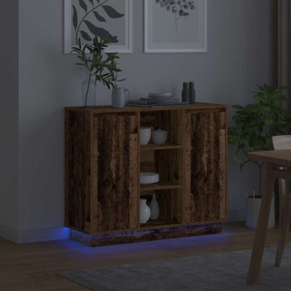 LED конзолна маса Старо дърво 90 х 32 х 75 см
