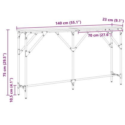 Конзолна маса дъб артизан 140 x 23 x 75 cm