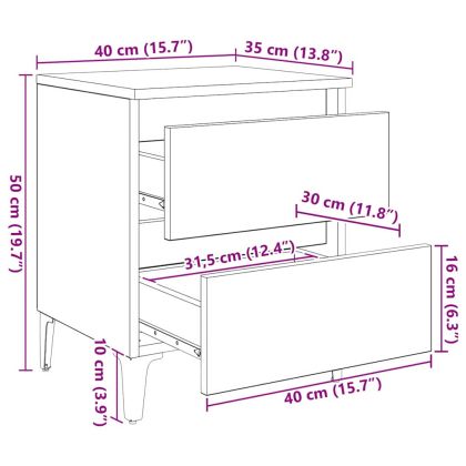 Нощен шкаф 2 pcs дъб артизан 40 x 35 x 50 см Инженерно дърво