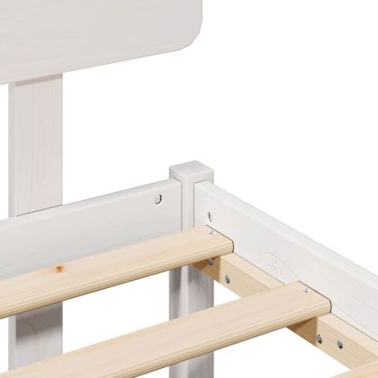 Рамка за легло с таблото Бяло 160 x 200 cm Солидно борово дърво