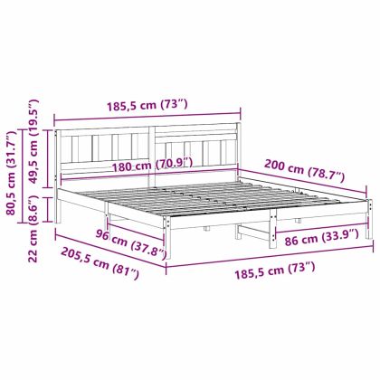 Рамка за легло с таблото Кафяво с восъчно покритие 180 x 200 cm