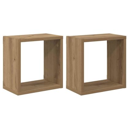 Стени за рафтове с рафт 2 pcs Дъб Инженерно дърво