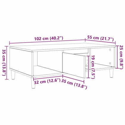 Масичка за кафе Сив Сонома 102 x 55 x 35 см Инженерно дърво