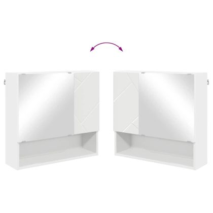 Шкаф с огледало с врата Бяло 59 x 17 x 55 см Инженерно дърво