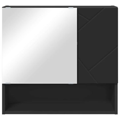 Шкаф с огледало с врата Черно 59 x 17 x 55 см Инженерно дърво