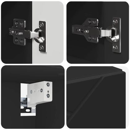 Шкаф с огледало с врата Черно 59 x 17 x 55 см Инженерно дърво