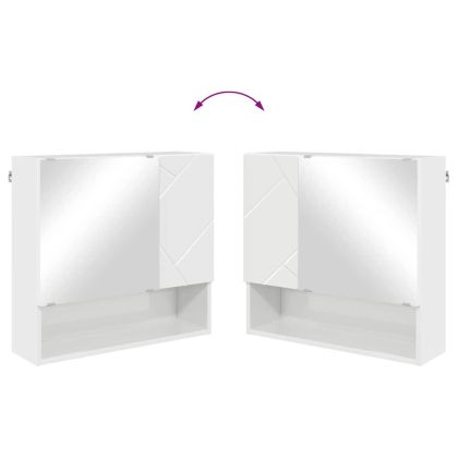 Шкаф с огледало Лъскаво бяло 59 x 17 x 55 см Инженерно дърво