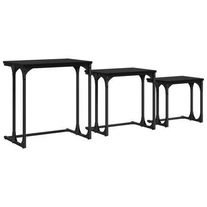 Нестинг масичка за кафе 3 pcs Черен дъб Инженерно дърво