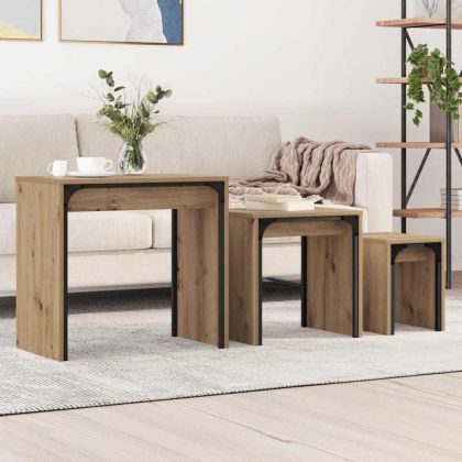 Масичка за кафе 3 pcs Дъб Инженерно дърво