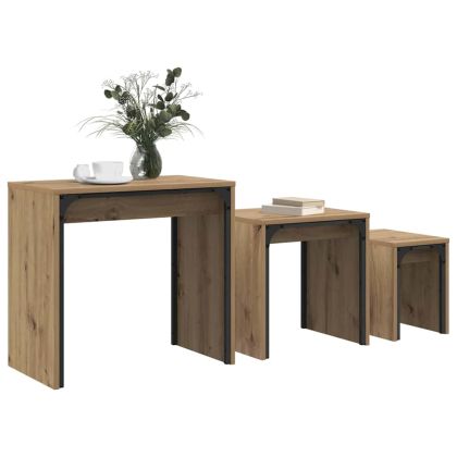 Масичка за кафе 3 pcs Дъб Инженерно дърво