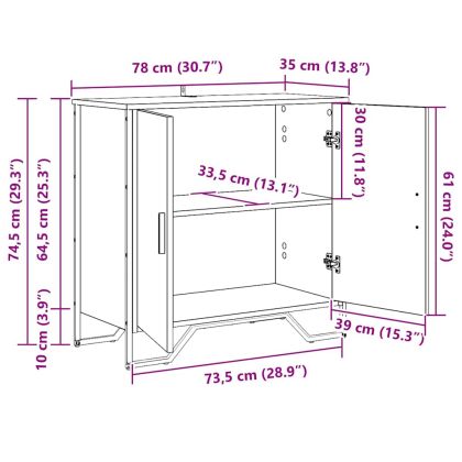 Служебен шкаф Старо дърво 78 x 35 x 74.5 см