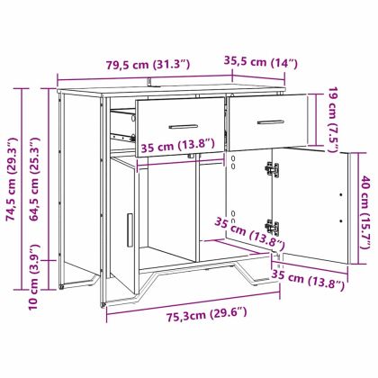 Служебен шкаф с чекмедже Черния дъб 79,5 x 35,5 x 74,5 см