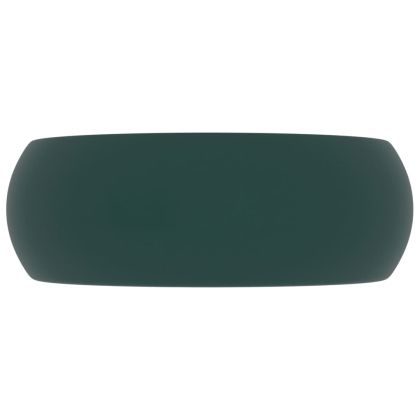 Луксозна кръгла мивка, матово тъмнозелена, 40x15 см, керамика