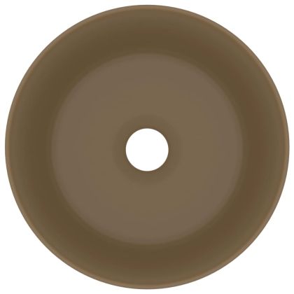 Луксозна кръгла мивка, матово кремава, 40x15 см, керамика