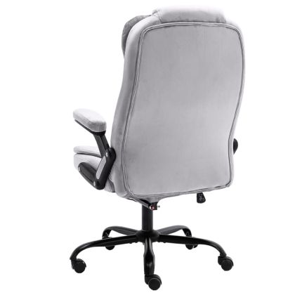 Масажиращ офис стол, светлосив, кадифе