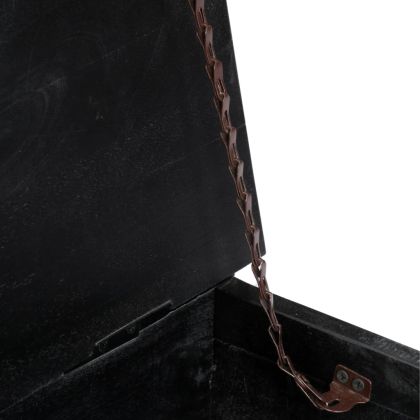 Маса за кафе, черна, 65x65x30 см, мангово дърво масив