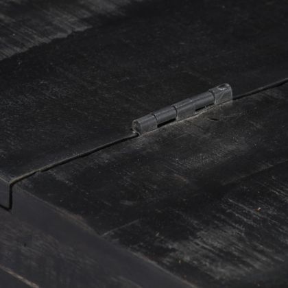 Маса за кафе, черна, 65x65x30 см, мангово дърво масив