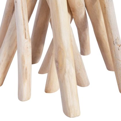 Маса за кафе със стъклен плот, 35x35x50 см, тиково дърво масив