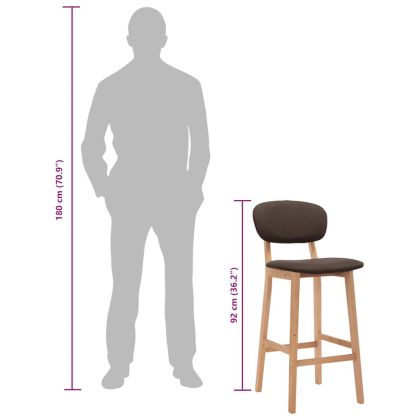 Бар табуретки, 2 бр, кафяви, текстил