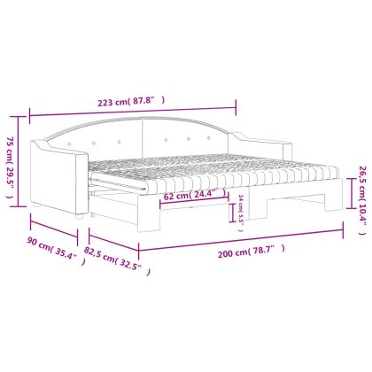 Канапе с изтеглящо легло и матрак светлосиво 80x200 см плат