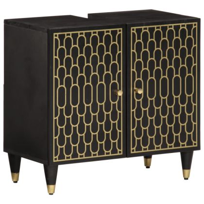 Комплект мебели за баня, 2 части, масивна мангова дървесина