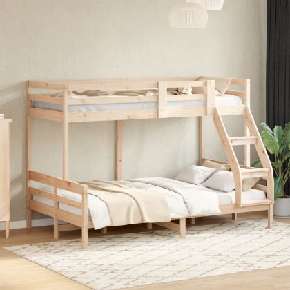 Двуетажно легло, 80x200/120x200 см, борово дърво масив