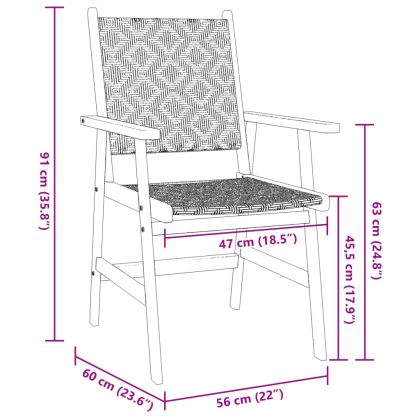 Градински трапезен комплект от 5 части, акациево дърво масив