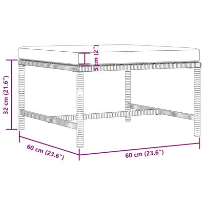 Модулна табуретка с възглавница, черна, полиратан