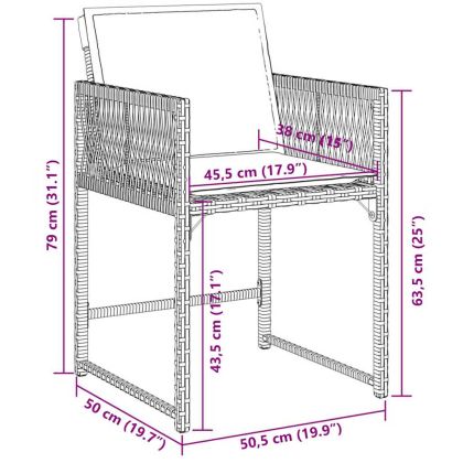 Външен трапезен комплект 13 части с възглавници черен полиратан