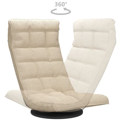 Въртящ се подов стол, кремав, текстил