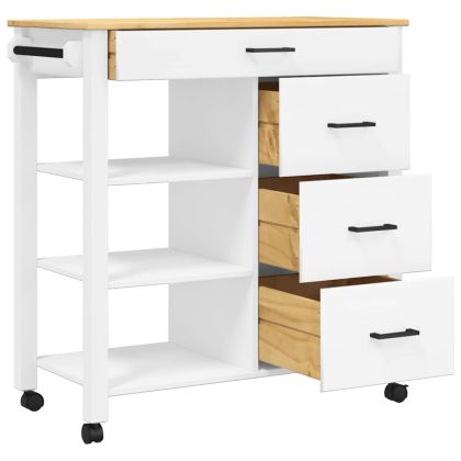 Кухненска количка "MONZA" 84x40x88,5 см борово дърво масив