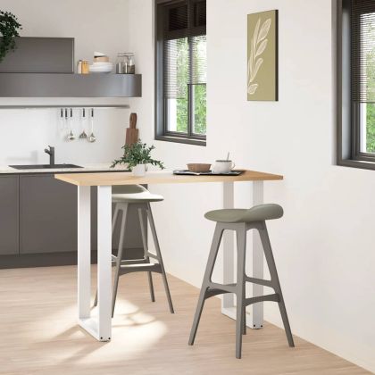 Крака за бар маса, U-образни, 2 бр., бели, 60 x (100-101) см, стомана