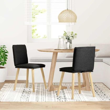Трапезни столове, 2 бр, черни, текстил