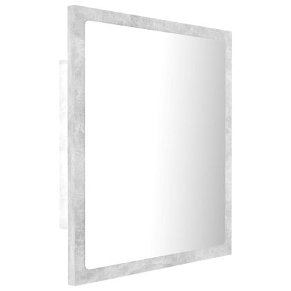 LED огледало за баня, бетонно сиво, 40x8,5x37 см, акрил