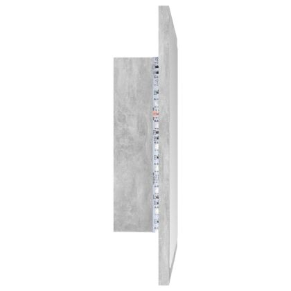 LED огледало за баня, бетонно сиво, 40x8,5x37 см, акрил