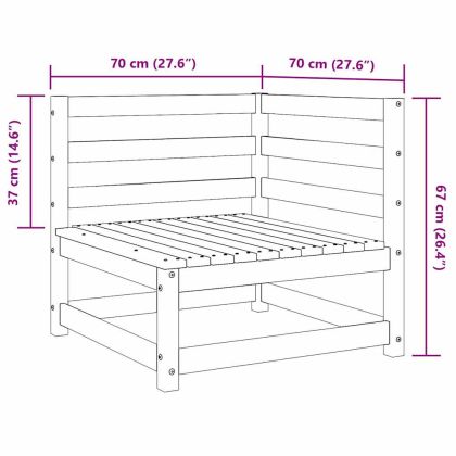 Градински ъглов диван, восъчнокафяв, 70x70x67 см, бор масив