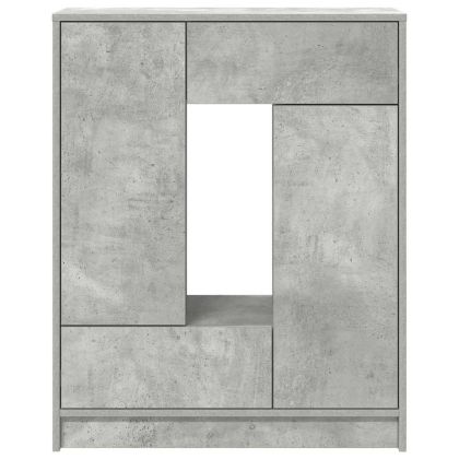 Бюфет с чекмеджета и вратички, бетонно сив, 73x31x90 см