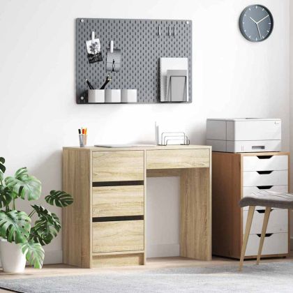 Бюро с чекмедже Сонома дъб 90 x 37.5 x 75 см Инженерно дърво