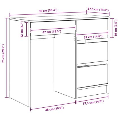 Бюро с чекмедже Сонома дъб 90 x 37.5 x 75 см Инженерно дърво