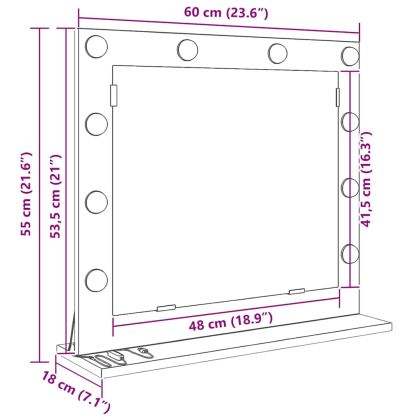 Огледало за грим Дъб 60 x 55 x 18 см Стъкло и инженерно дърво