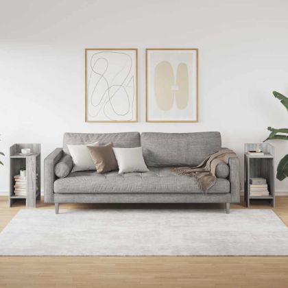 Странични маси с рафт, 2 бр, сив сонома, 25,5x27x60 см