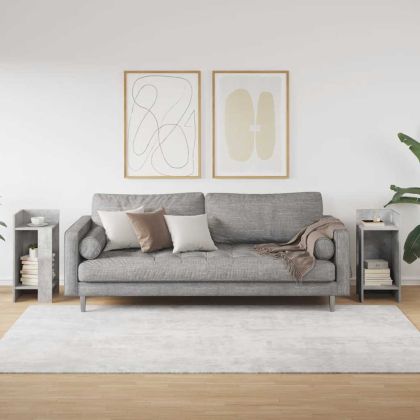 Странични маси с рафт, 2 бр, бетонно сиви, 25,5x27x60 см